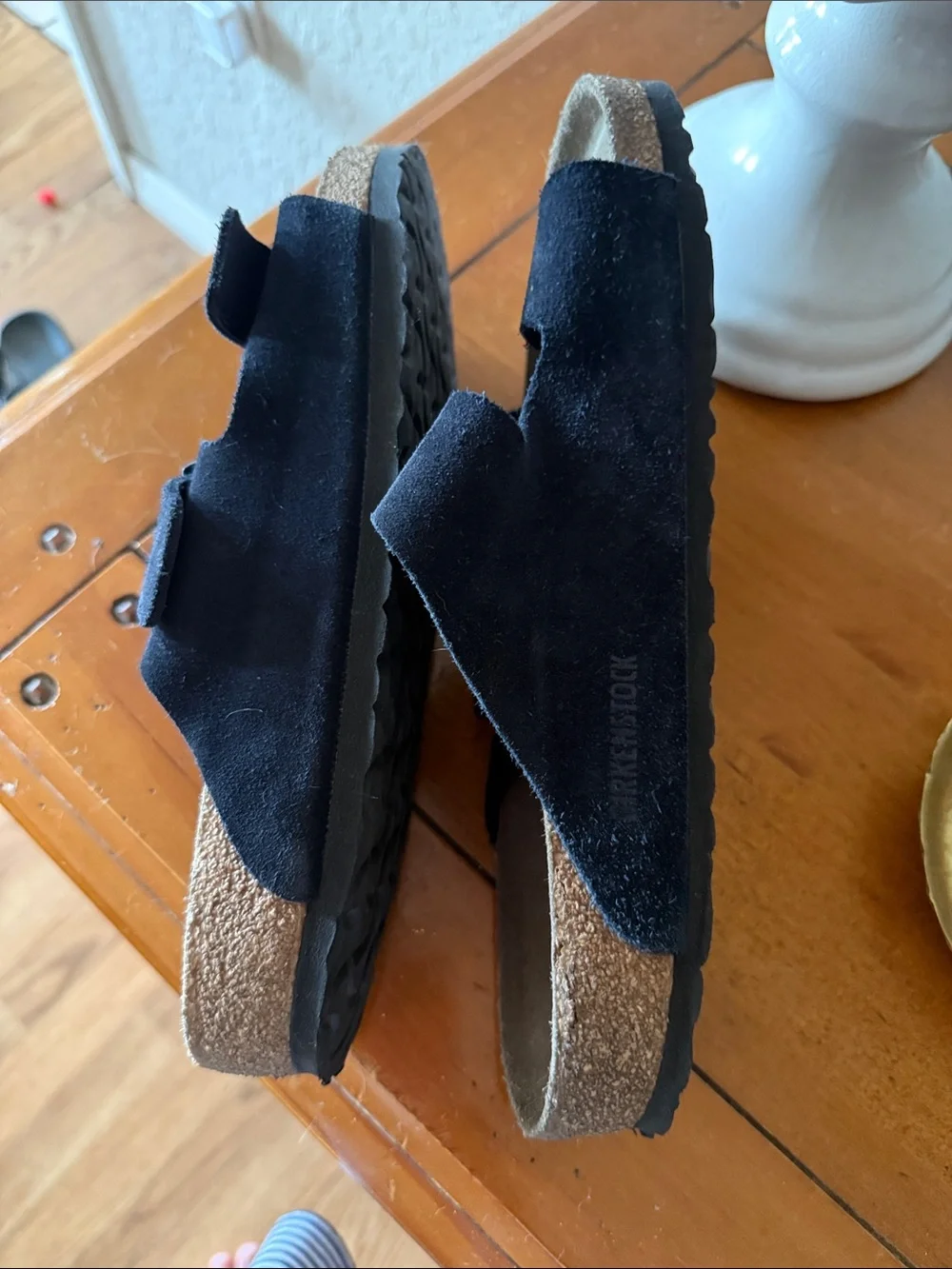 Birkenstock Arizona Black Suede Two-Strap Sandals Buckles size 43/ us 10